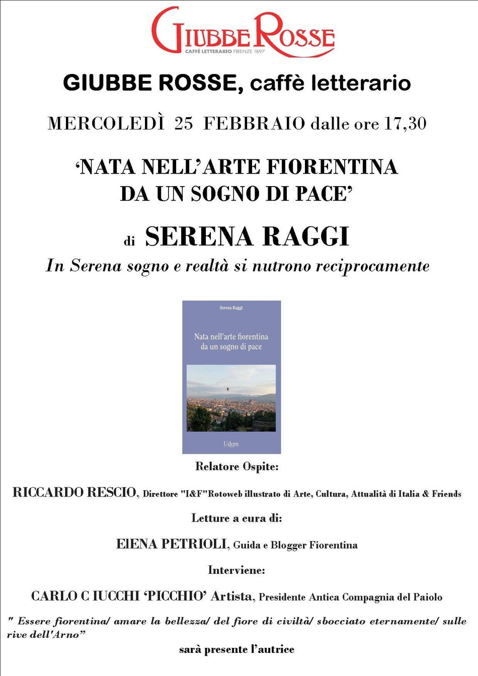 Incontro dedicato a “Nata nell’arte fiorentina da un sogno di pace”